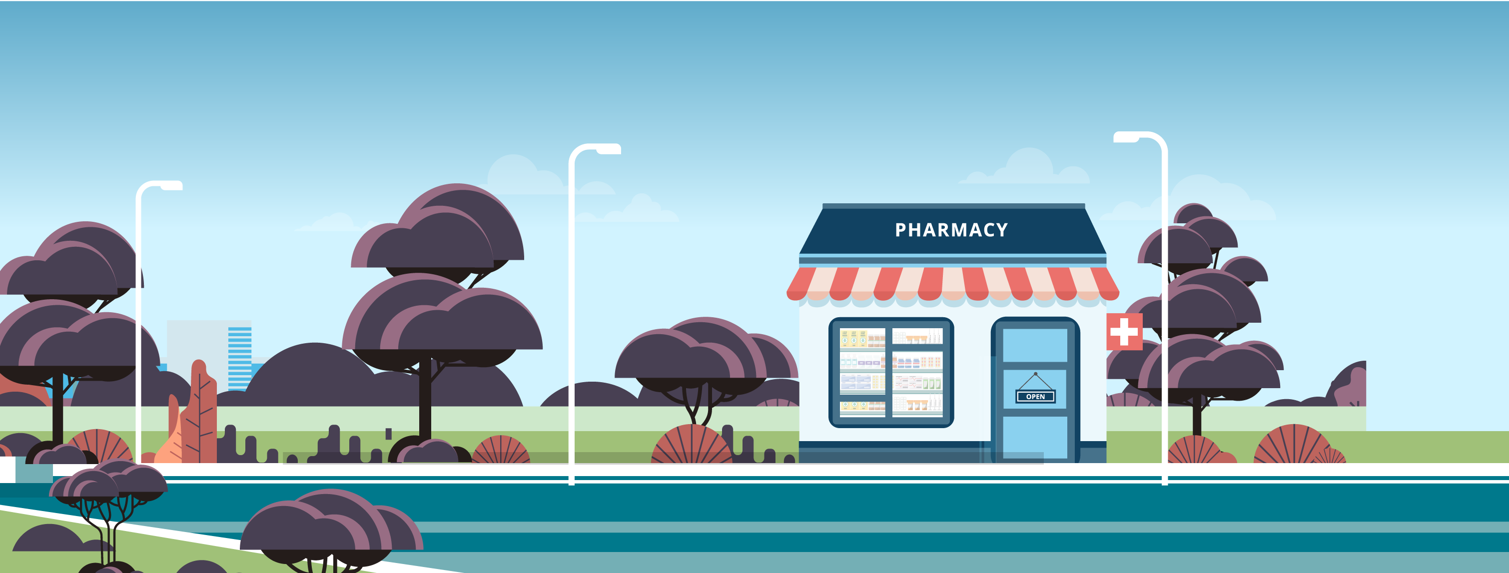 Illustration of a small pharmacy